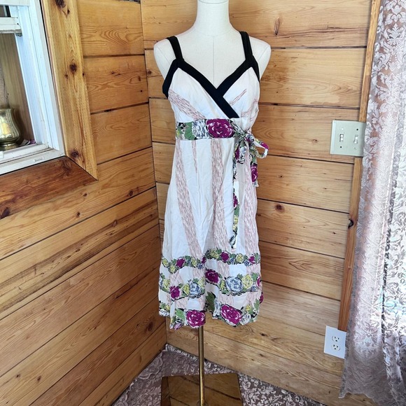 9th Floor Dresses & Skirts - Vintage Floral Cotton Midi Dress Womens Size 10 White Whimsigoth Boho 9th Floor